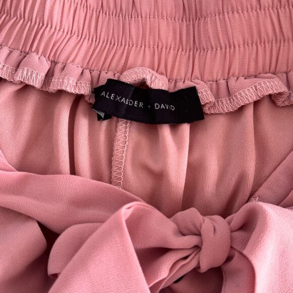 Alexander + David Chiffon Wide Leg Pants Elastic Tie Waist Dusty Rose Size Large - Picture 4 of 9